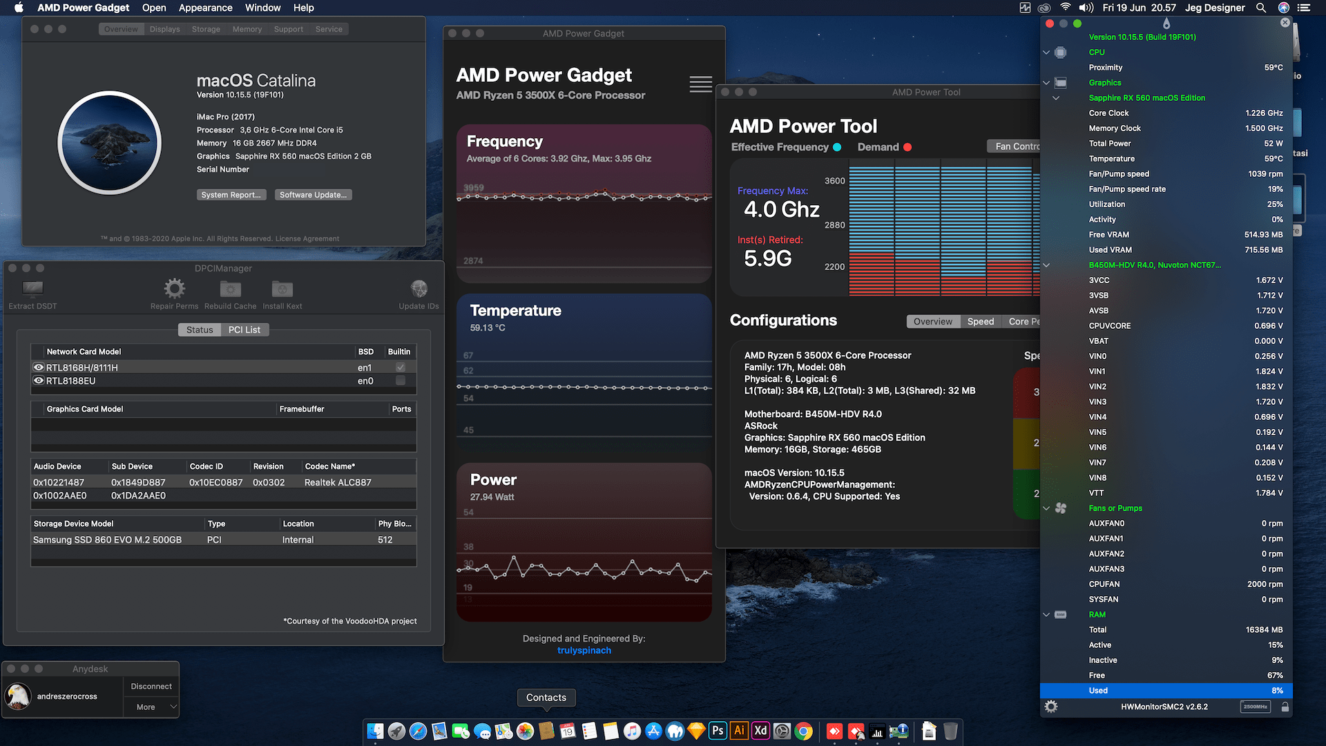 Success Hackintosh macOS Catalina 10.15.5 Build 19F101 in Asrock B450M-HDV + AMD Ryzen R5 3500X + Sapphire RX 560